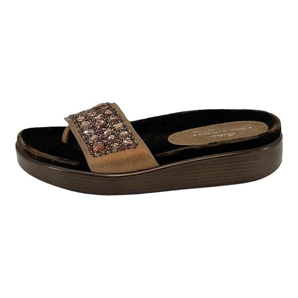 DONALD J Pliner Fifi Brown Velvet Bedazzled Platform Slide Women’s Size 9.5 - Picture 2 of 9